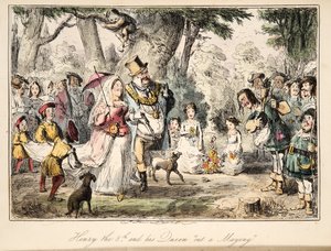The Comic History of Englandのパブ、ヘンリー8世と彼のクイーンアウトアメイイング。 1864（手描きのエッチング）
