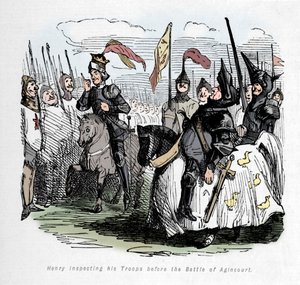 ヘンリーはアジャンクールの戦いの前に部隊を検査しました、c1860、c1860 作： John Leech