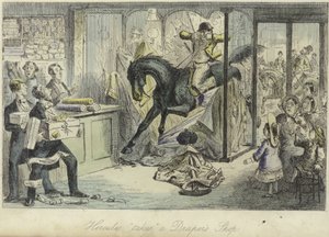 ヘラクレスはドレイパーの店をとります 作： John Leech