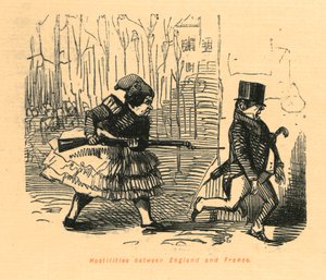 イングランドとフランスの間の敵対行為、1897年。 作： John Leech