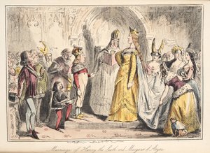 The Comic History of Englandのパブ、アンジューのマーガレットとヘンリー6世の結婚。 1864（手描きのエッチング）
