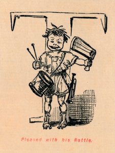 彼のガラガラ、1852年に満足 作： John Leech