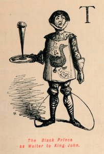 ジョン王へのウェイターとしての黒王子、c1860、c1860 作： John Leech