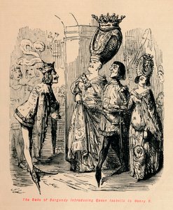 イザベラ女王をヘンリー5世に紹介するブルゴーニュ公、c1860、c1860 作： John Leech