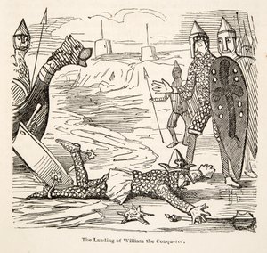 征服王ウィリアムの上陸（『The Comic History of England』より。1864年（木版画