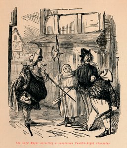 市長、疑わしい十二夜のキャラクターを逮捕、c1860、c1860 作： John Leech