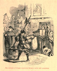 1897年にウォルジーズスイートに規定を提供するブルージュの市民。 作： John Leech
