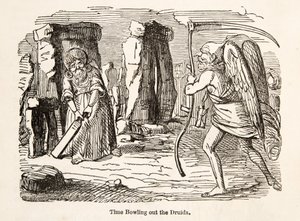 The Comic History of Englandのパブ、Druidsからのボーリング。 1864 作： John Leech