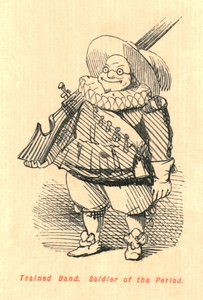 訓練されたバンド。 1897年の期間の兵士。 作： John Leech