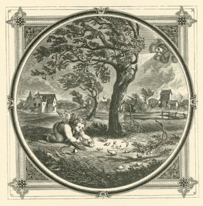 完熟した梨が手のひらに落ちてくる（彫刻 作： John Leighton