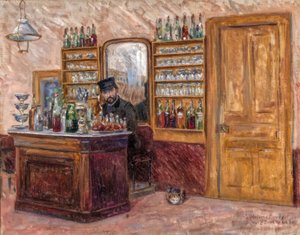 M.ホテル・ボーディの机の後ろにいるボーディ 1888年 作： John Leslie Breck