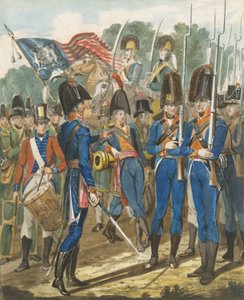 市部隊とその他のフィラデルフィア兵士、1811年頃のメンバー。 1813年。 作： John Lewis Krimmel