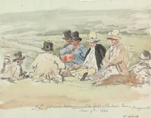 1830 年 6 月 9 日、ベイズウォーター、ポルシェスター テラスの畑の芝刈り機 作： John Linnell
