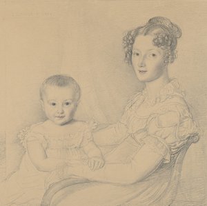 母と子の肖像、1823年。 作： John Linnell