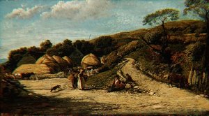 スティープ・ヒル、ワイト島、1815-16年頃（ミルボードに油彩 作： John Linnell