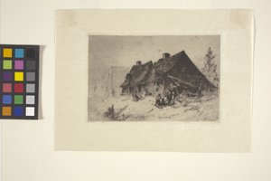 ノースカロライナ州ウィルミントンの黒人の小屋 (インク、ペン、鉛筆) 作： John Mackie Falconer