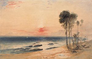 熱帯の海岸、夕日 作： John Martin