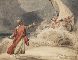 嵐を静めるキリスト 作： John Martin
