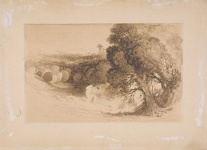 エデンからの追放（カードに置かれた紙に茶色のウォッシュ） 作： John Martin