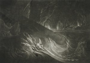 燃える湖の上のルシファー 作： ジョン・マーティン