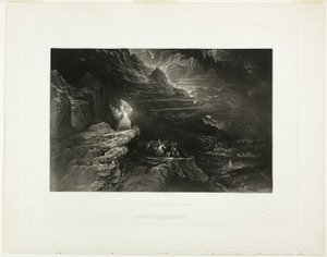 聖書の挿絵より、モーセが食卓を割る 作： John Martin