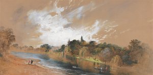 テムズ川のほとり、教皇の別荘の向かい 作： John Martin
