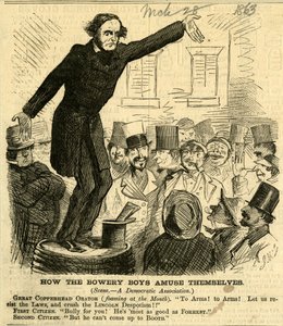 バワリーボーイズが自分を楽しませる方法、1863年（木の彫刻）