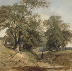 騎手のある風景、1850年頃（キャンバスに油彩）