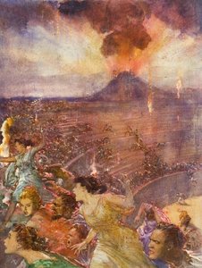 ヴェスヴィオ火山の噴火（紙にグワッシュ）