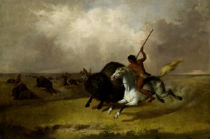 1845年、南西部大草原でのバッファロー狩り。 作： John Mix Stanley