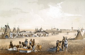 フォートユニオン、およびAssiniboinsへの商品の配布、パブ。 1860 作： John Mix Stanley