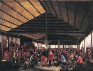 国際インディアン会議（1843年、インディアン準州タレカで開催） 作： ジョン・ミックス・スタンレー