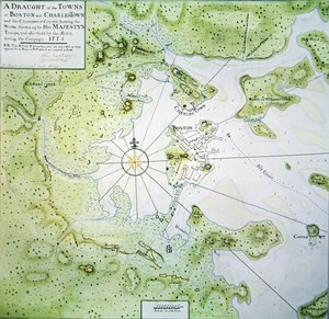 ボストンとチャールズタウンの地図 作： John Montresor
