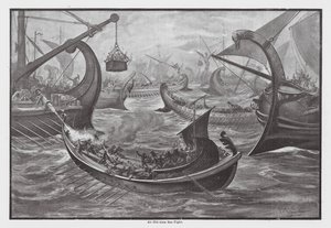 昔の海の戦い（リトグラフ）