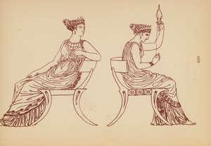 古代ギリシャの女性の衣装（リトグラフ）