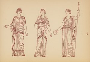 古代ギリシャの女性の衣装（リトグラフ） 作： John Moyr Smith