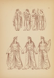古代ギリシャの女性の衣装（リトグラフ） 作： John Moyr Smith