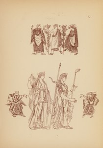 古代ギリシャの女性の衣装（リトグラフ）