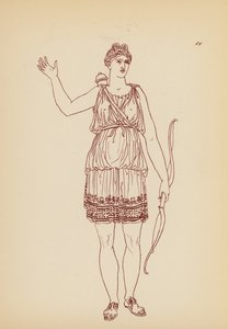 古代ギリシャの女性の衣装（リトグラフ） 作： John Moyr Smith