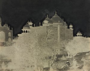 タージマハル、レストハウスの背面図、図付きc。 1858-1862。