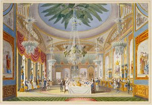 ロイヤルパビリオンの宴会場、ブライトン、1826年 作： John Nash