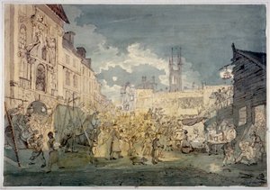 Bartholomew Fair, West Smithfield, City of London, 1813年。                                 作： John Nixon