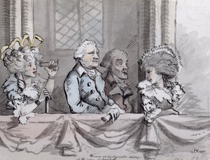 ウェストミンスター寺院のヘンデル記念、1787年の観客の風刺画（インクと水彩）