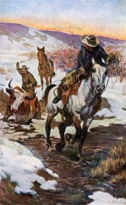 カウボーイのための冬の仕事（カラーリソ） 作： John Norval Marchand