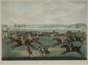 J.W.Edy（1780-1820年頃）作、1792年に出版された「アスコット-オートランド・スイープステークス」（アクアチント）。 作： John Nott (after) Sartorius
