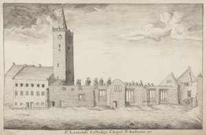 St Andrews Delineated-セントレオナルズコレッジチャペルセントアンドリュース（ペンと紙の上で洗う）