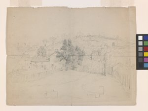 ブルックビルの通り (オフホワイトの紙に鉛筆) 作： John Otis Adams