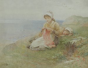 少女編み物（紙にトイレ） 作： John Parker