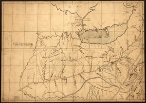 (1753年以前のオハイオの貿易商の地図。LOC gm71002324 作： ジョン・パッテン