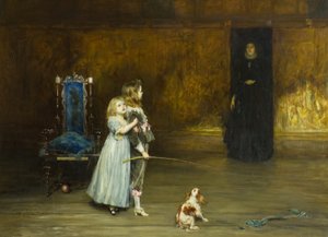 ウォルター・スコットの小説「ピークのペヴェリル」のシーン 作： John Pettie